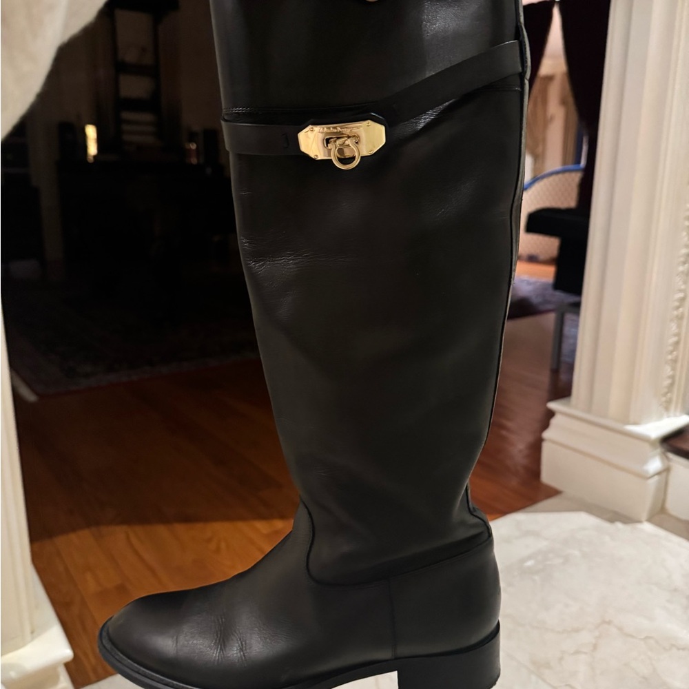 Ferragamo Calipso black leather over the knee boot. Like new. Barely worn.